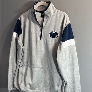 Colosseum Gray and Navy Zip-Up Men's Sweater Penn State